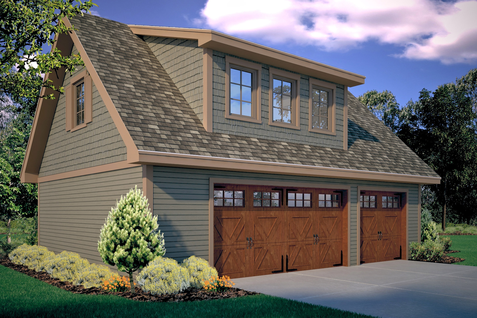 Three Stall Garage Rendering - Detail Homes