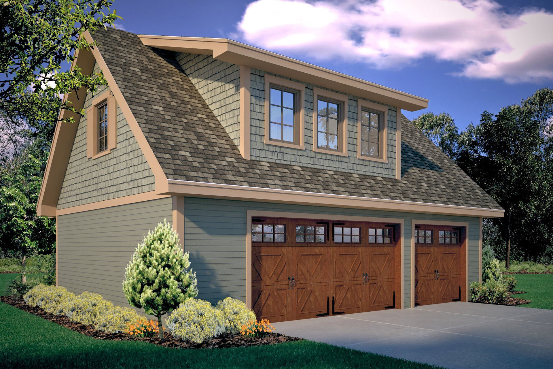 Three Stall Garage Rendering - Detail Homes