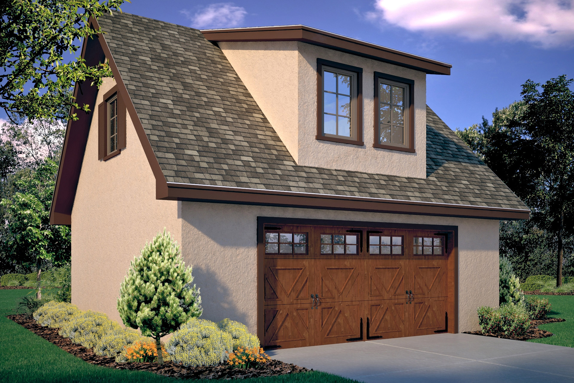 Two Stall Garage Rendering Detail Homes