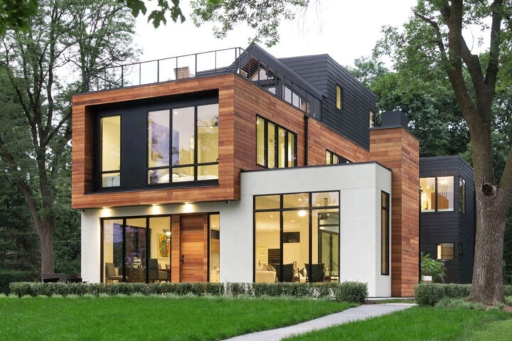 Modern multi-generational custom home on Mississippi River boulevard in St Paul
